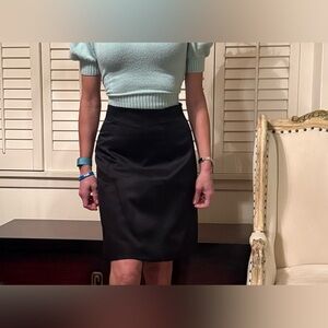 Ralph Lauren collection black silk and wool midi skirt